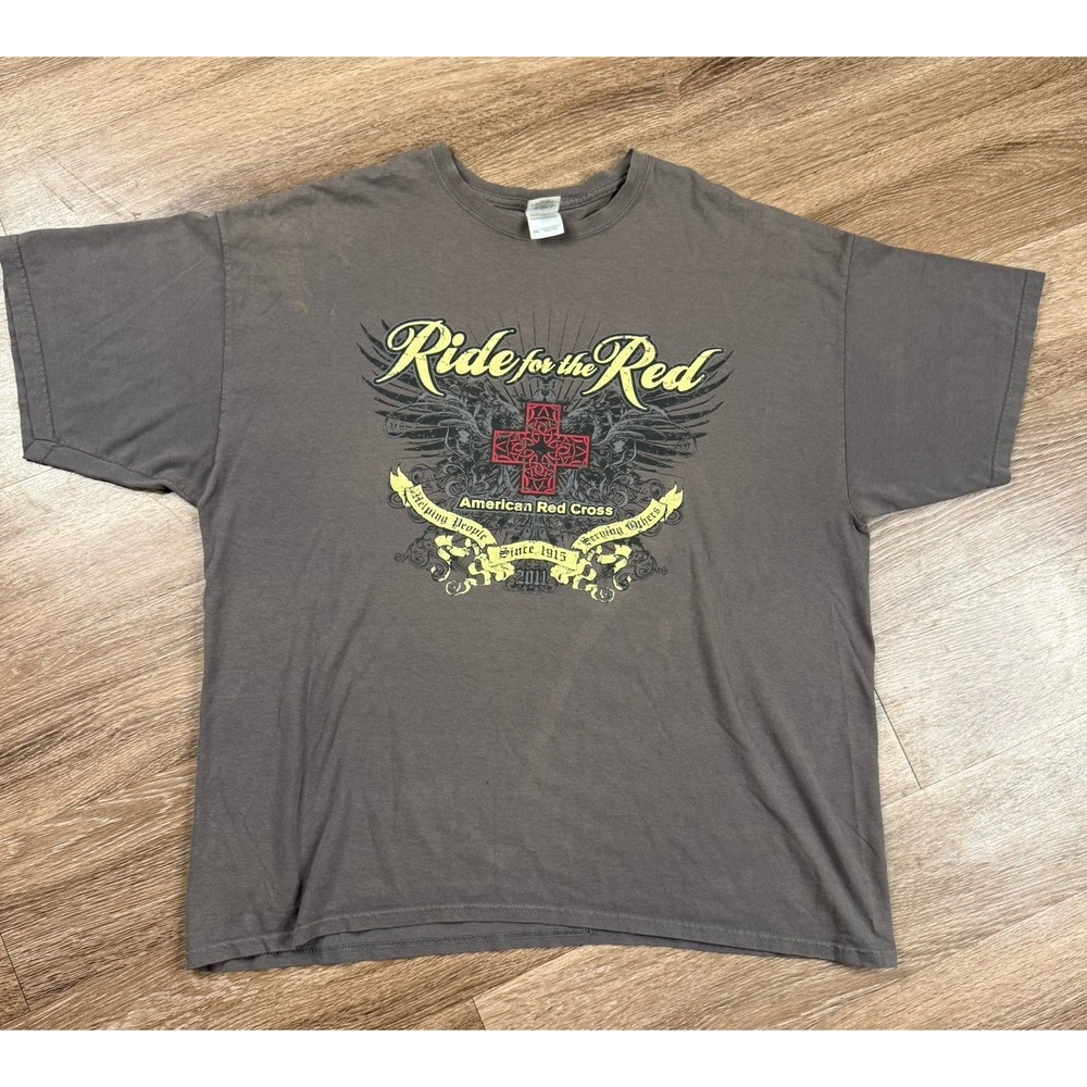 Distressed Vintage 2011 Side For The Red American Red Cross T Shirt XXL